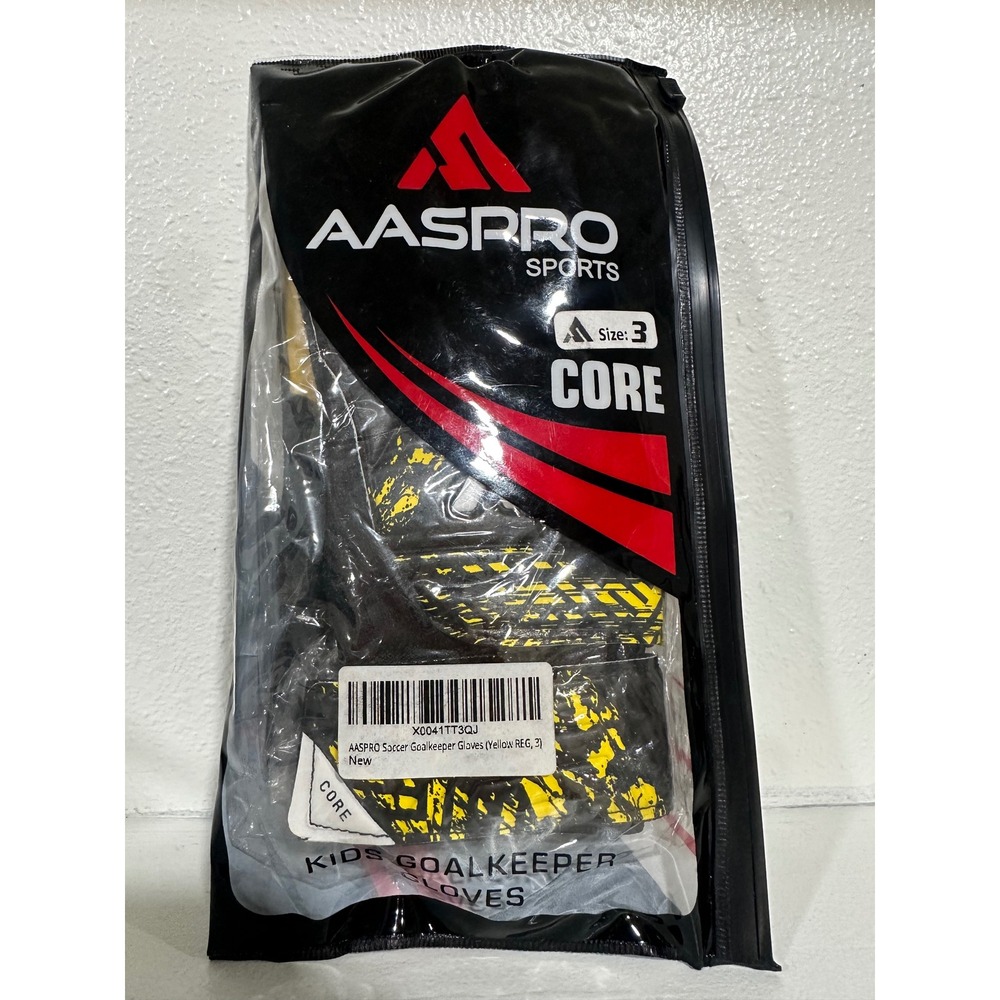 AASPRO CORE Kids Goalkeeper Gloves Size 3 Yellow Black